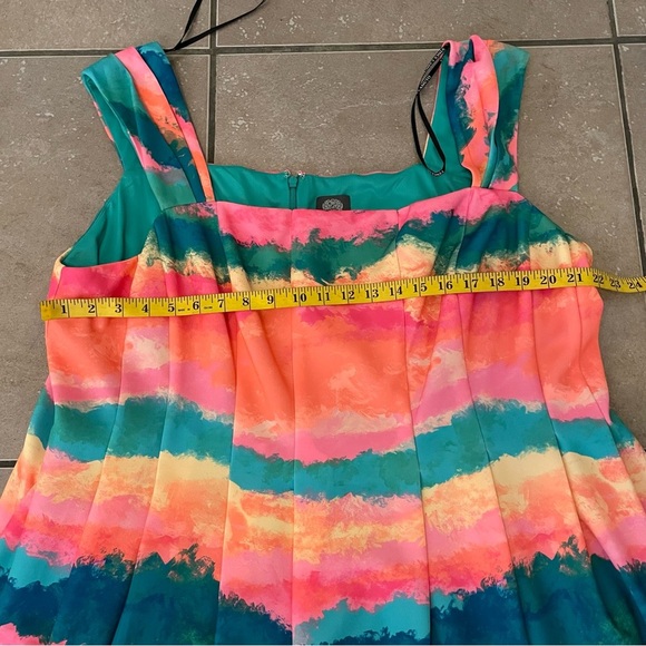 NEW Vince Camuto Plus Size 24W Square Neck Cap Sleeve Fit Flare Dress Pockets - Picture 8 of 8